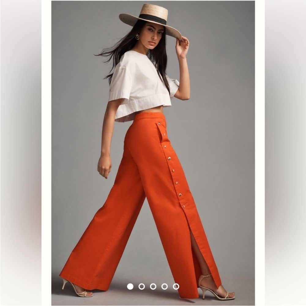 Anthropologie Orange Wide Leg Pants
